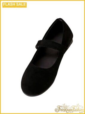 Women's Mary Jane Ballet Flats Soft Suede Hook & Loop Comfortable Walking Shoes